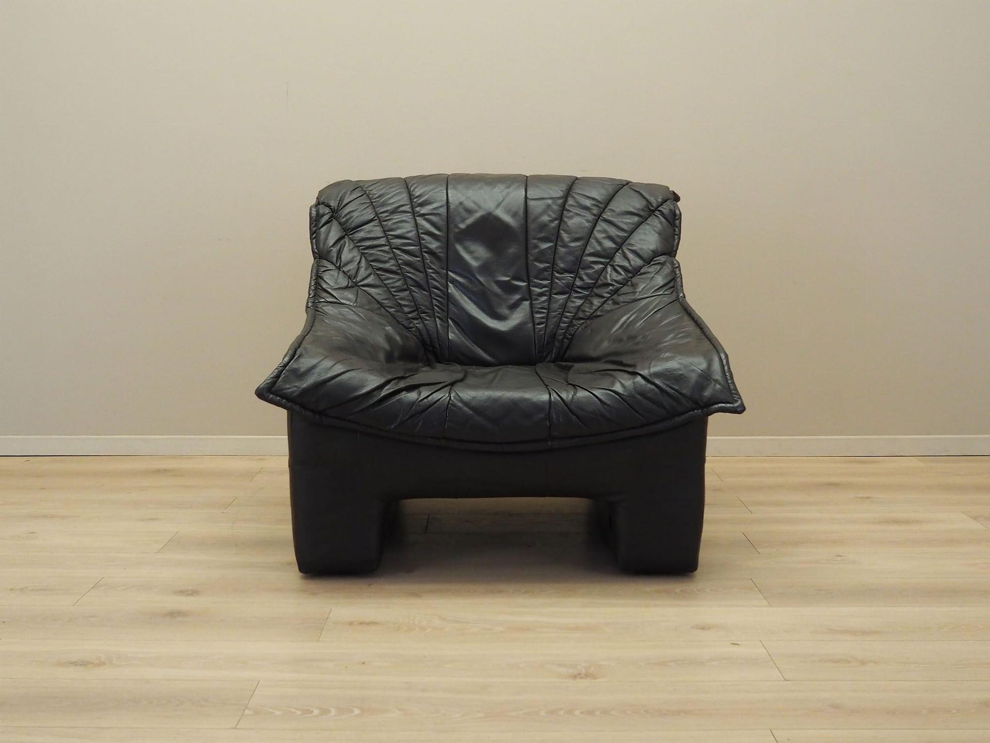 Armchair Leather Black 1960s 3