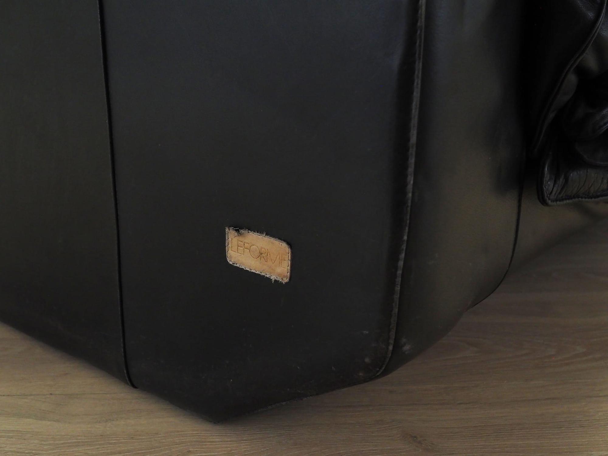 3-seater sofa leather black 1960s 12