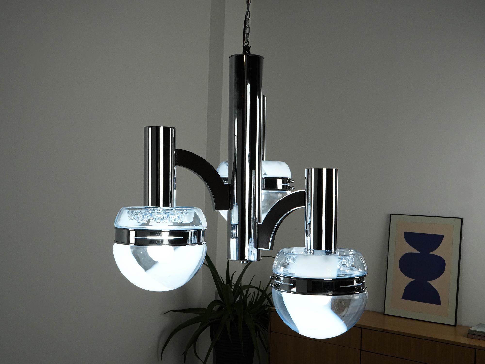 Space Age Kronleuchter Muranoglas 1970er Jahre 3