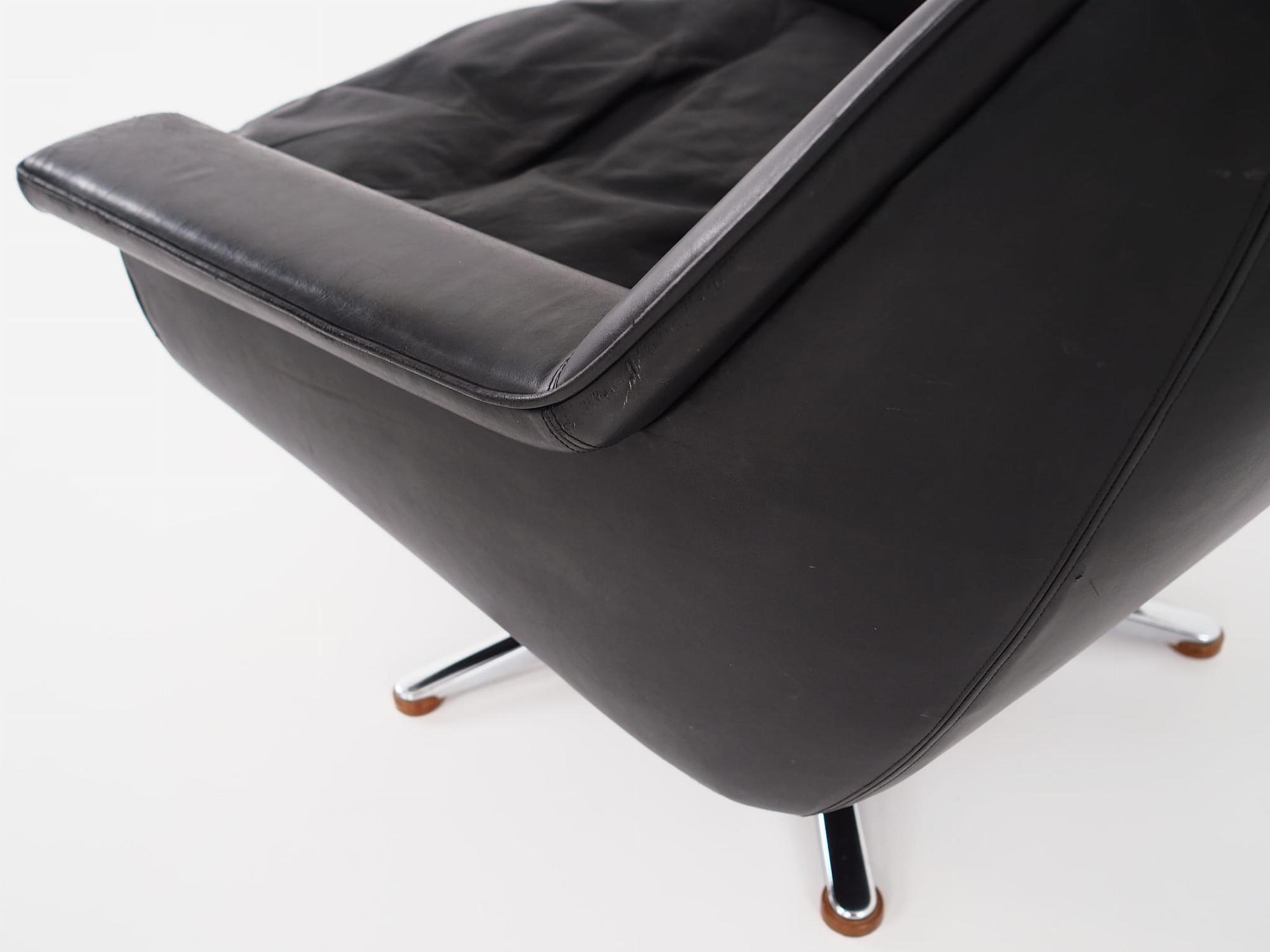 Vintage office chair leather black 1970s 13