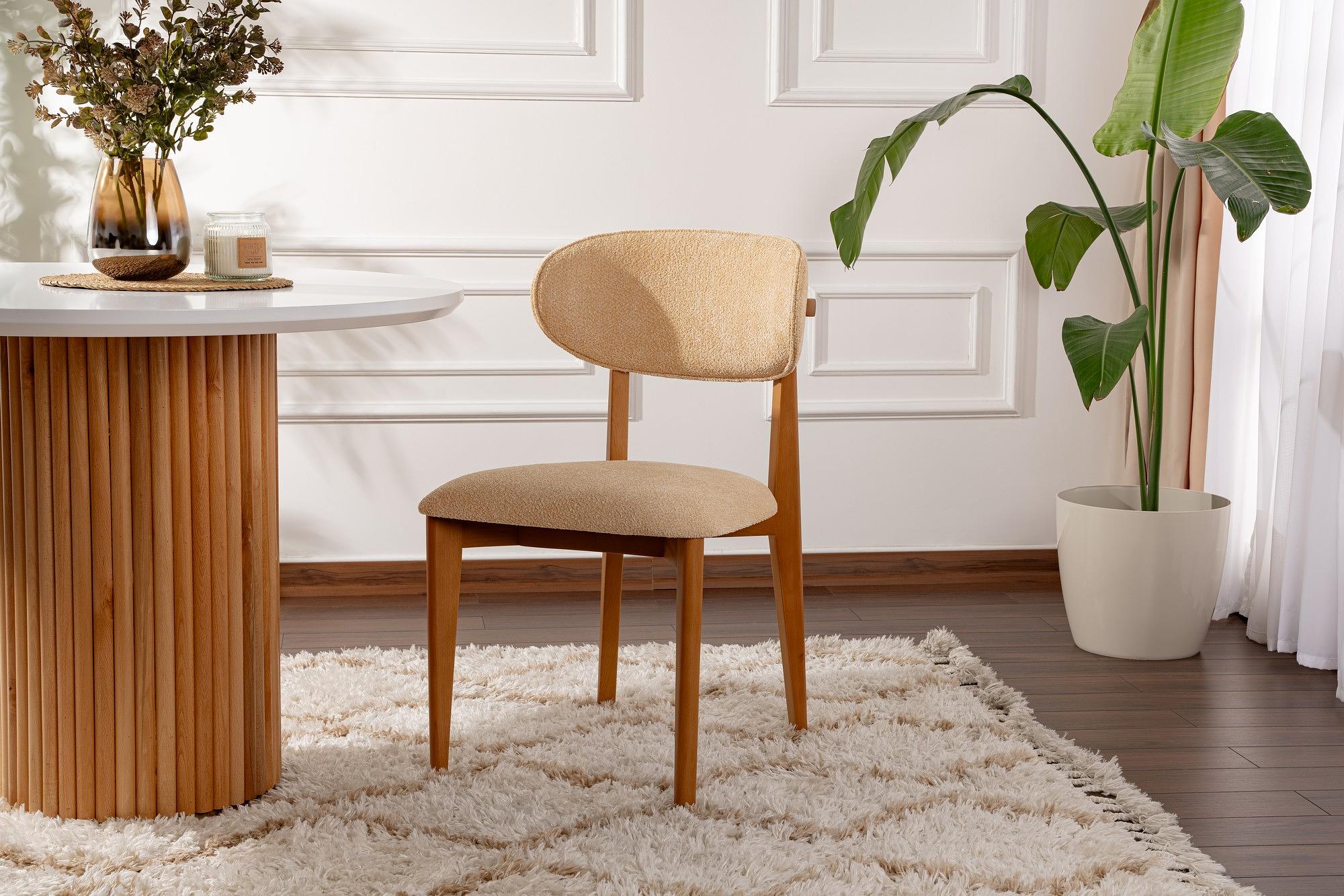 2x Lionte Dining chair Wood veneer Cream white 1