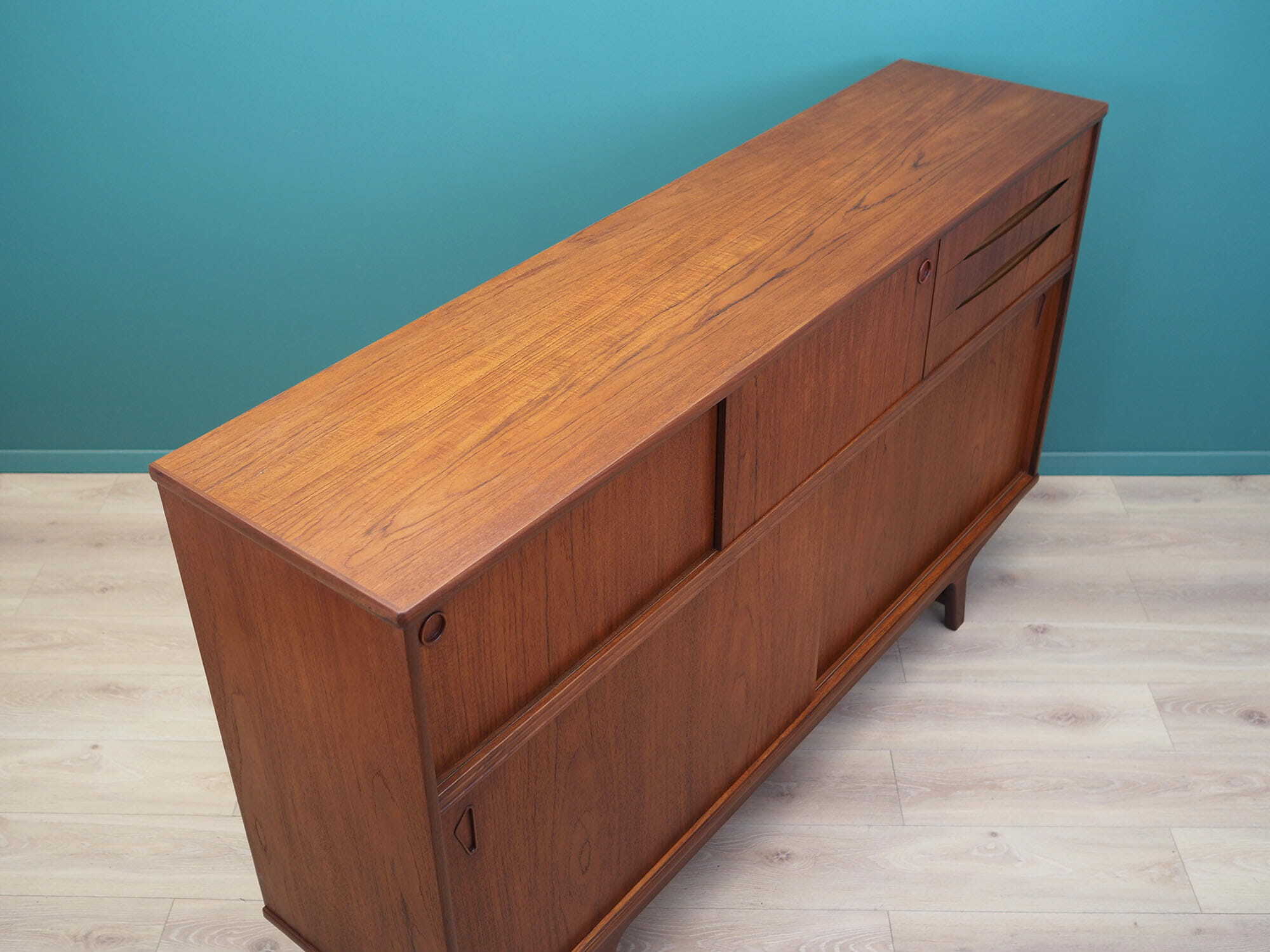 Vintage Highboard Teakholz Braun 1960er Jahre 6