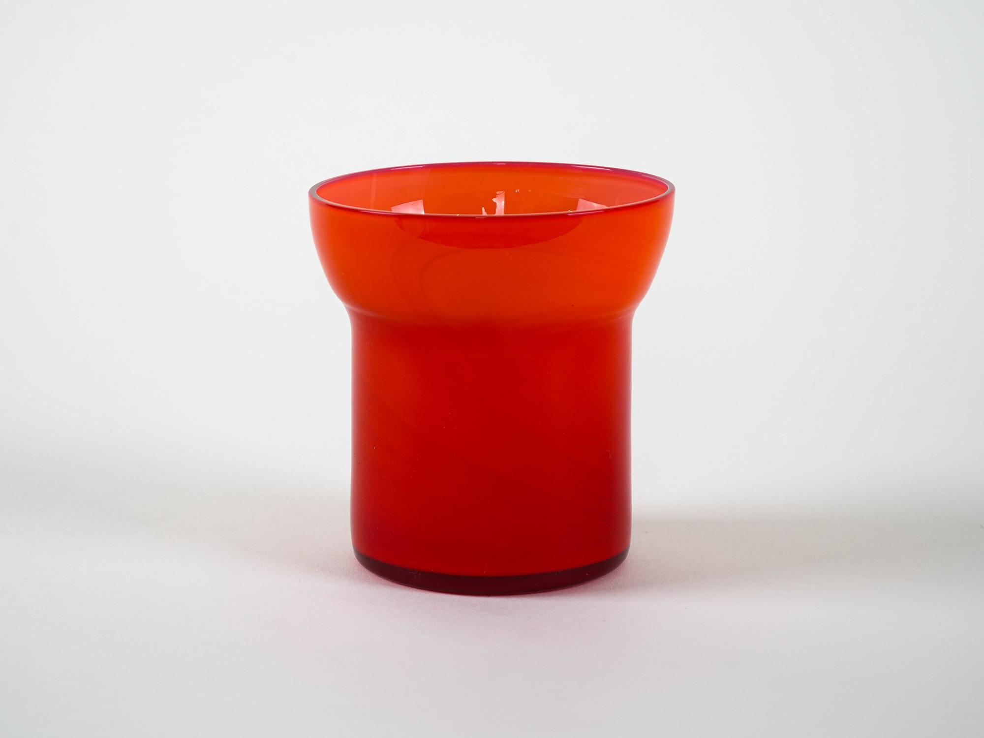 Glass Vase Red 1970s 3