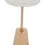 Avola Round Side Table Marble Look White Gold 1