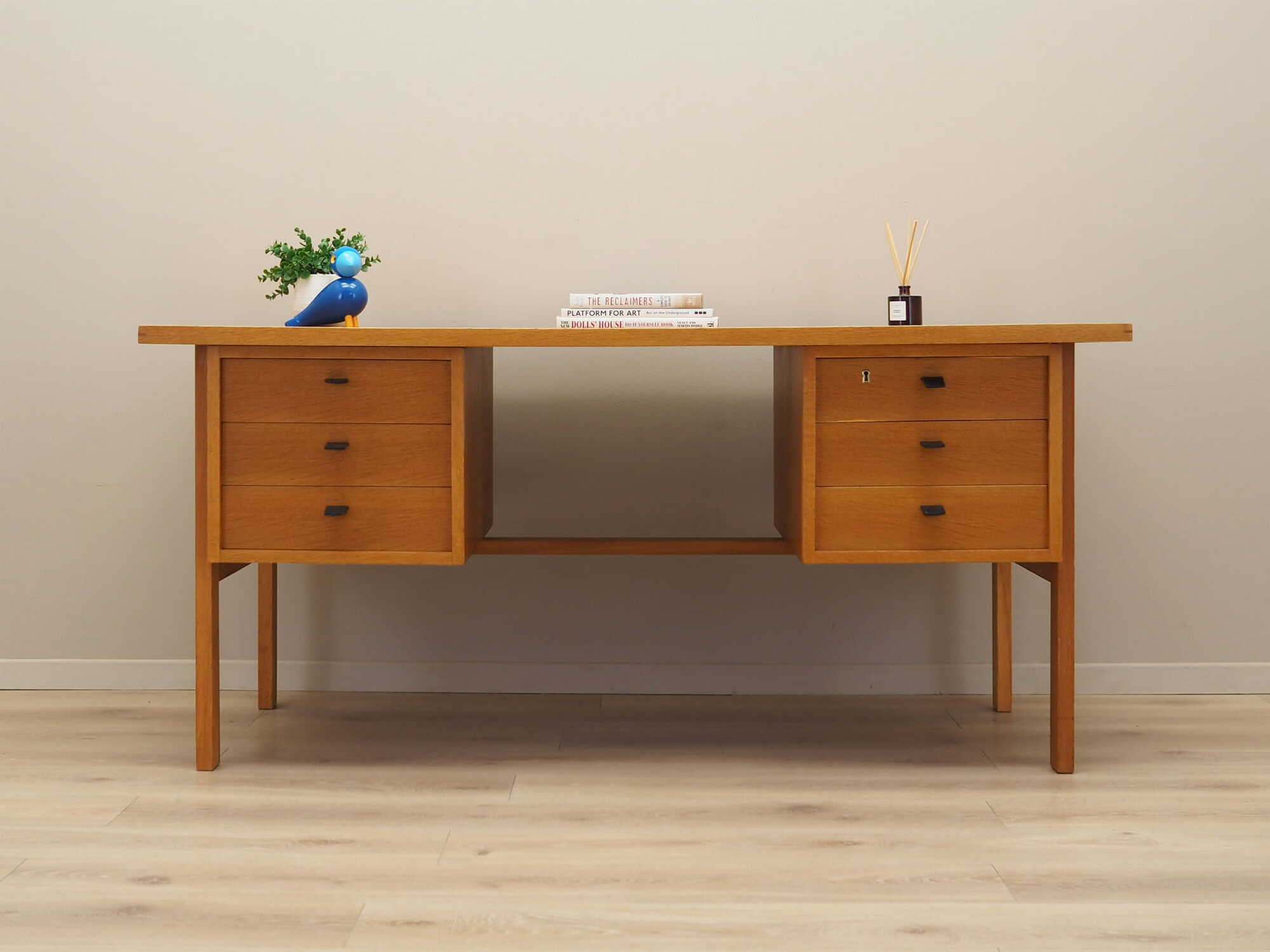 Vintage Desk Ash Wood Brown 1960s 1