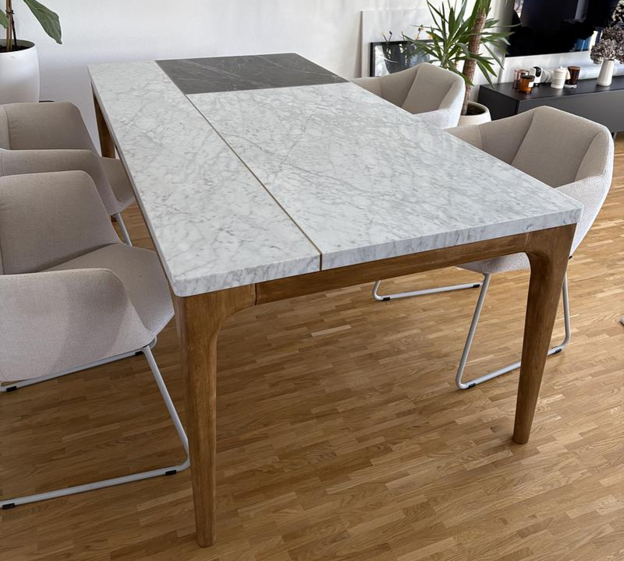 Rechteckiger Tisch Marmor Eichenholz 1