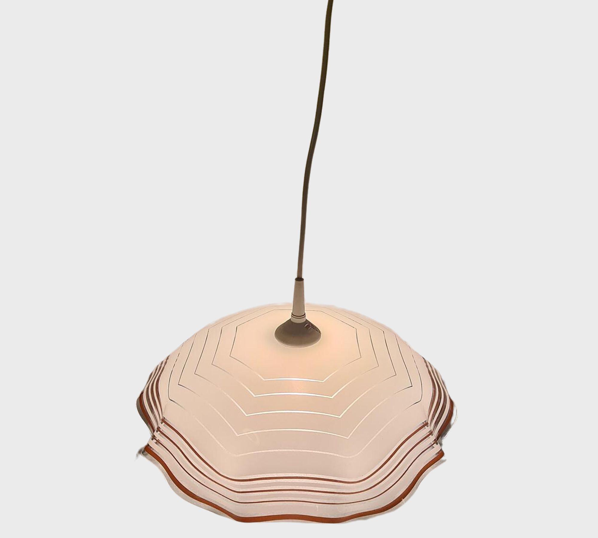 Pendant lamp glass brown white 0