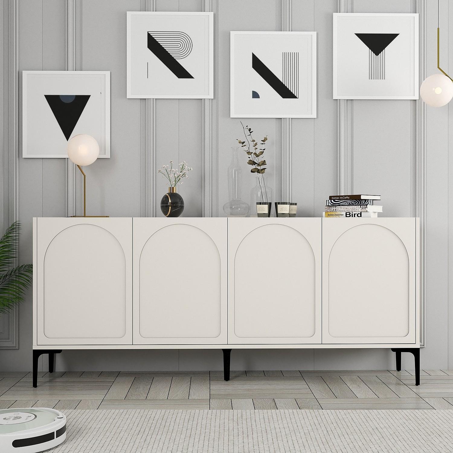 Lyon 79 Console Wood veneer cream black 1