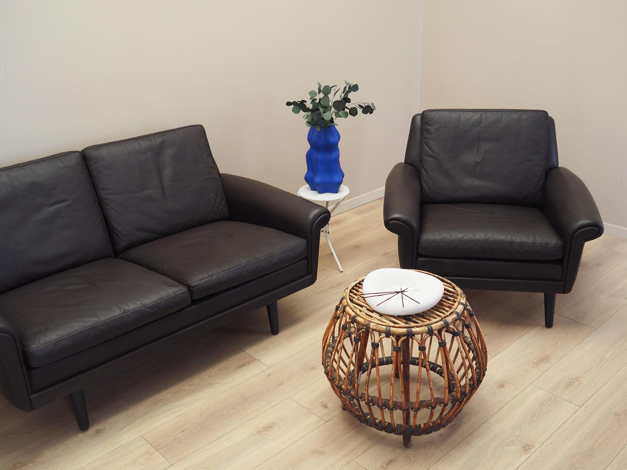 Armlehnsessel Leder Braun 1960er Jahre 2