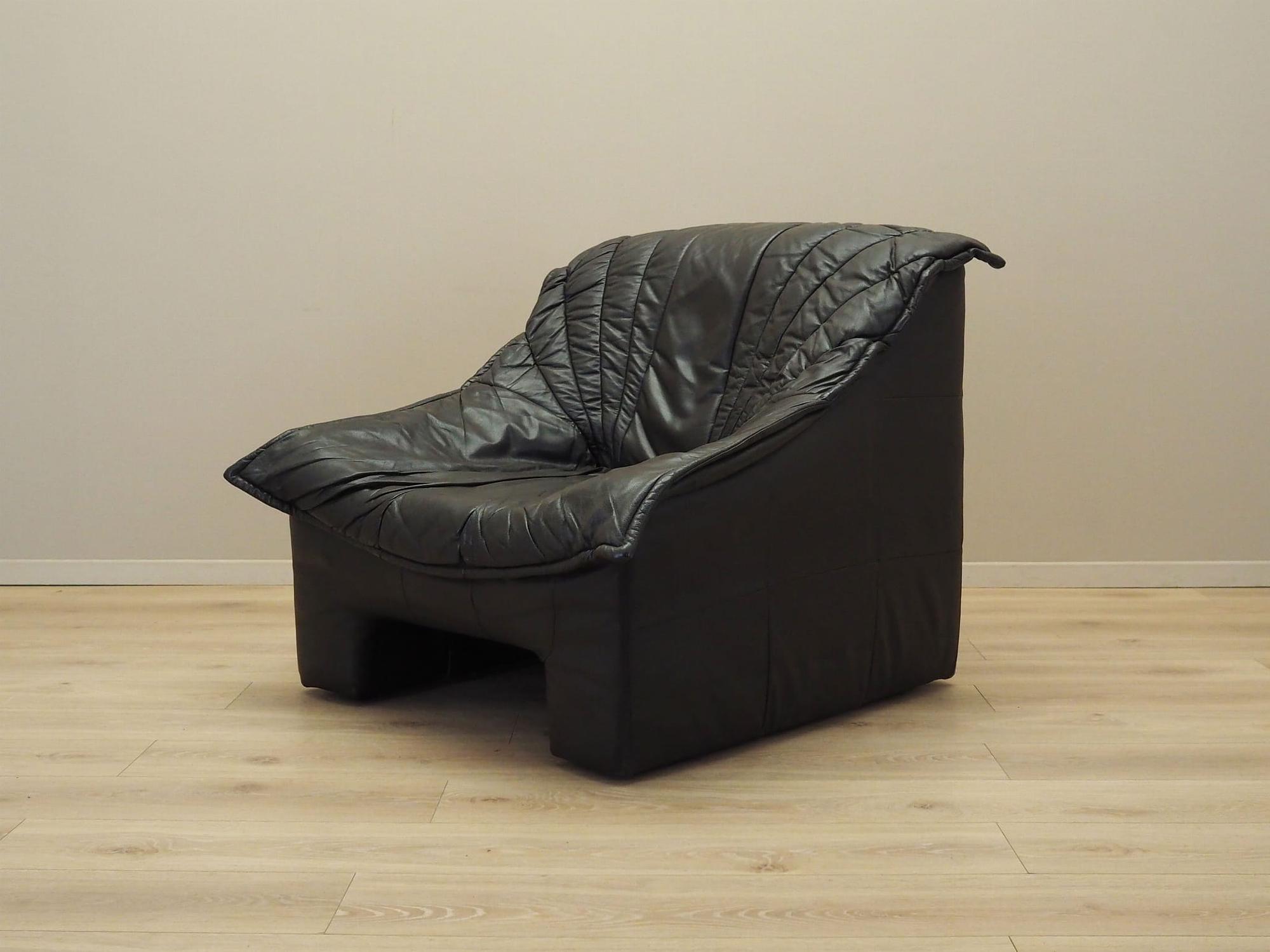 Armchair Leather Black 1960s 4