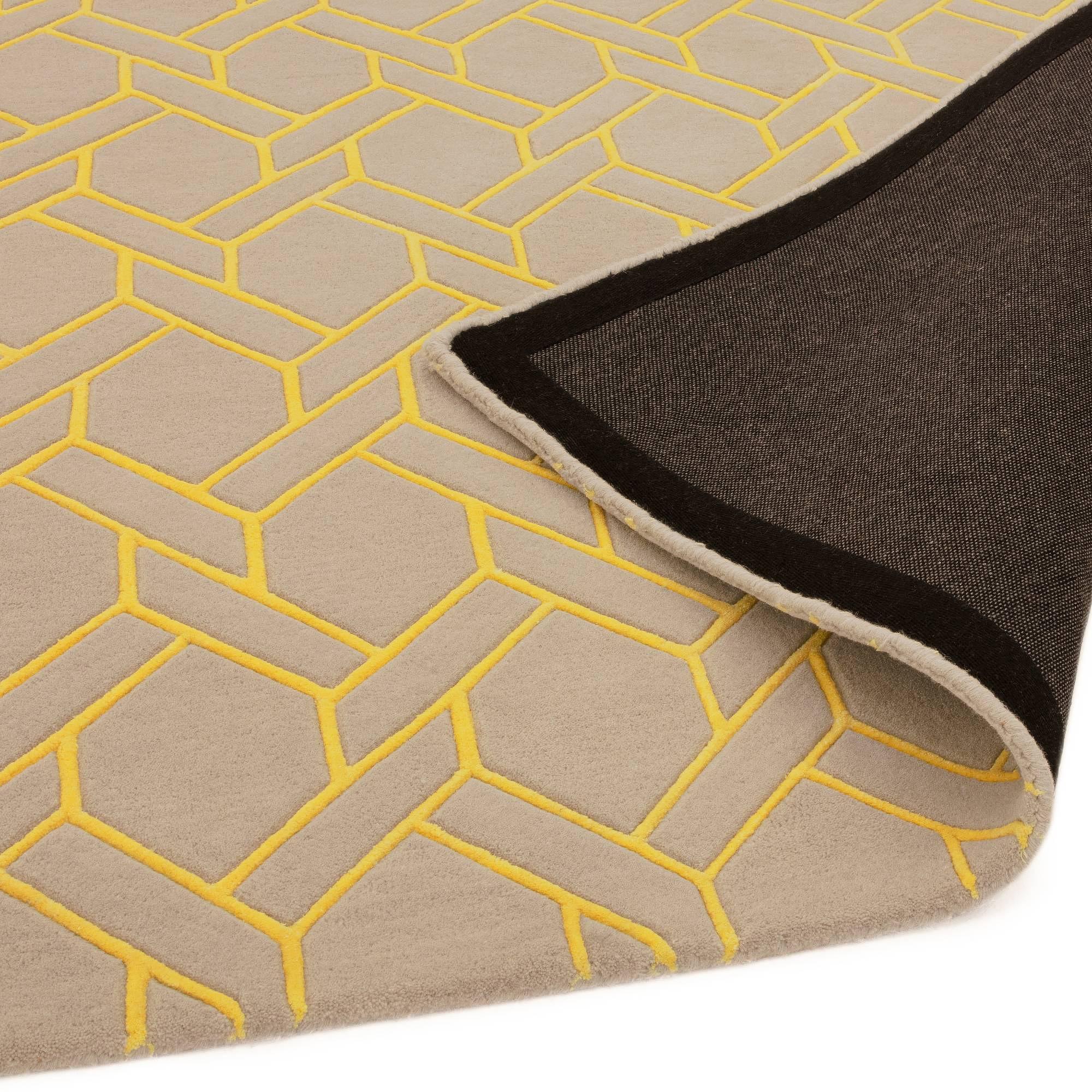 Nexus Fine Lines Tappeto Argento Giallo Lana 230x160cm 3