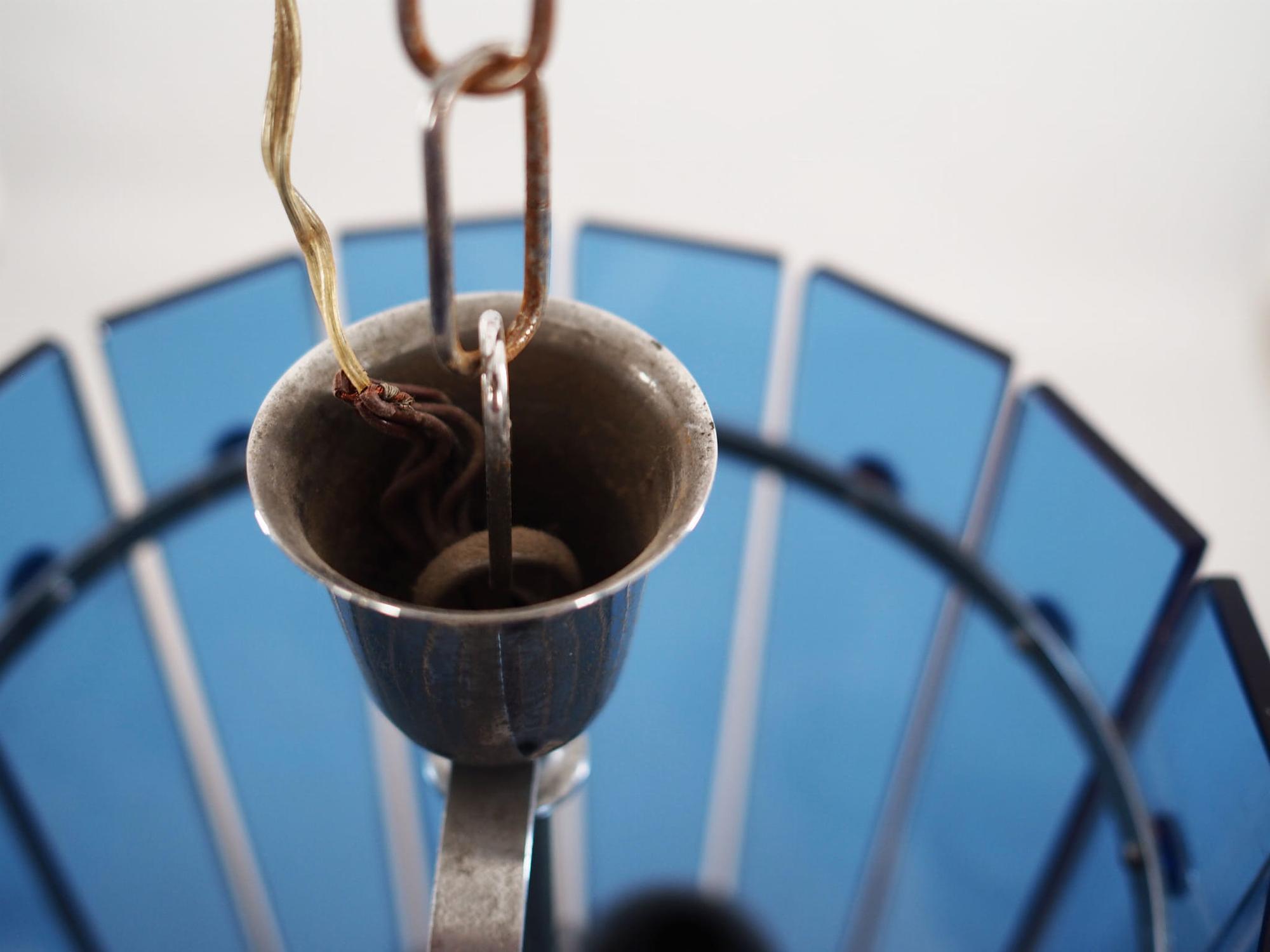 Pendant lamp Glass Blue 1970s 7