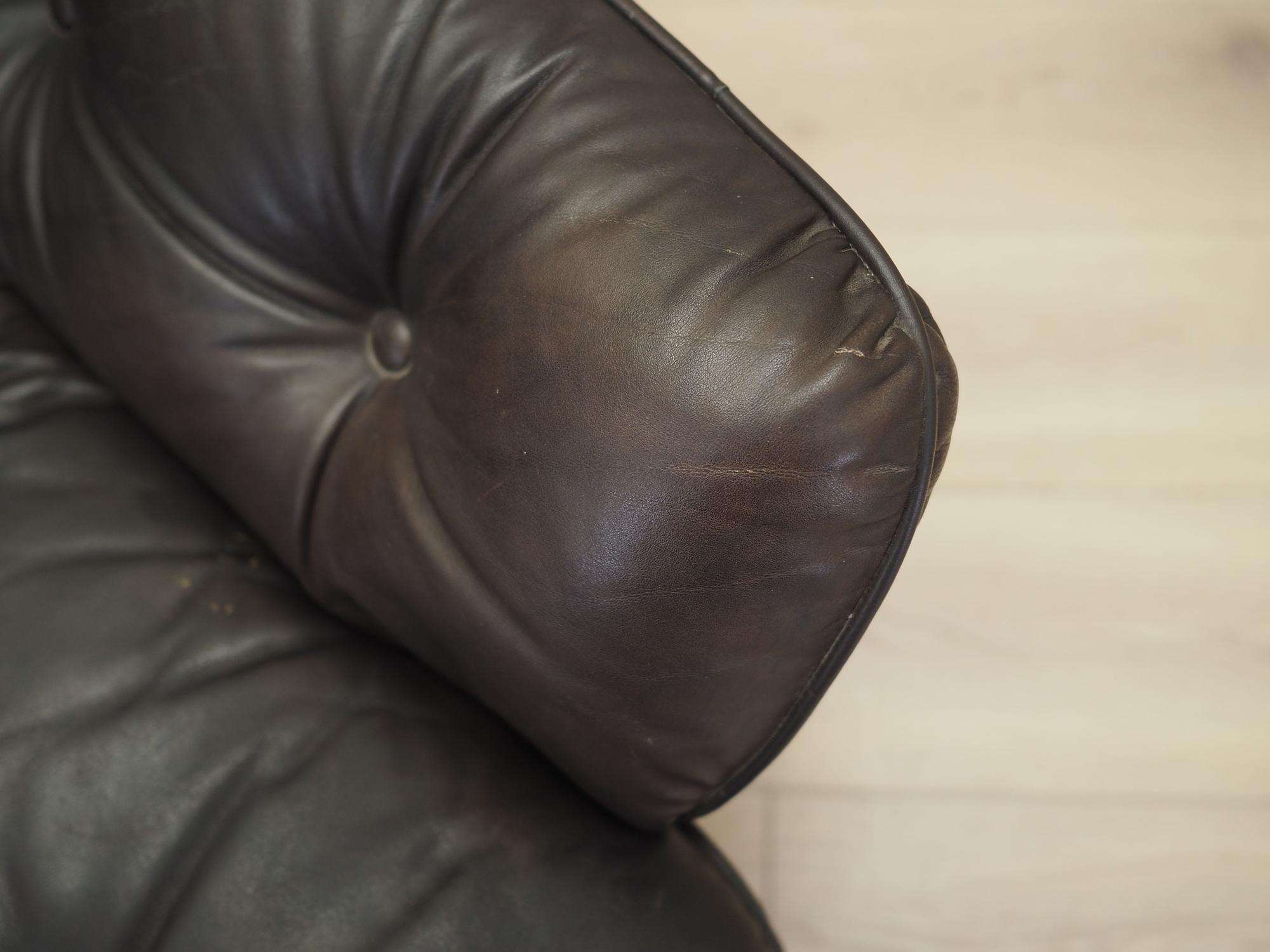 Armchair with casters, leather, brown, 1970s 13