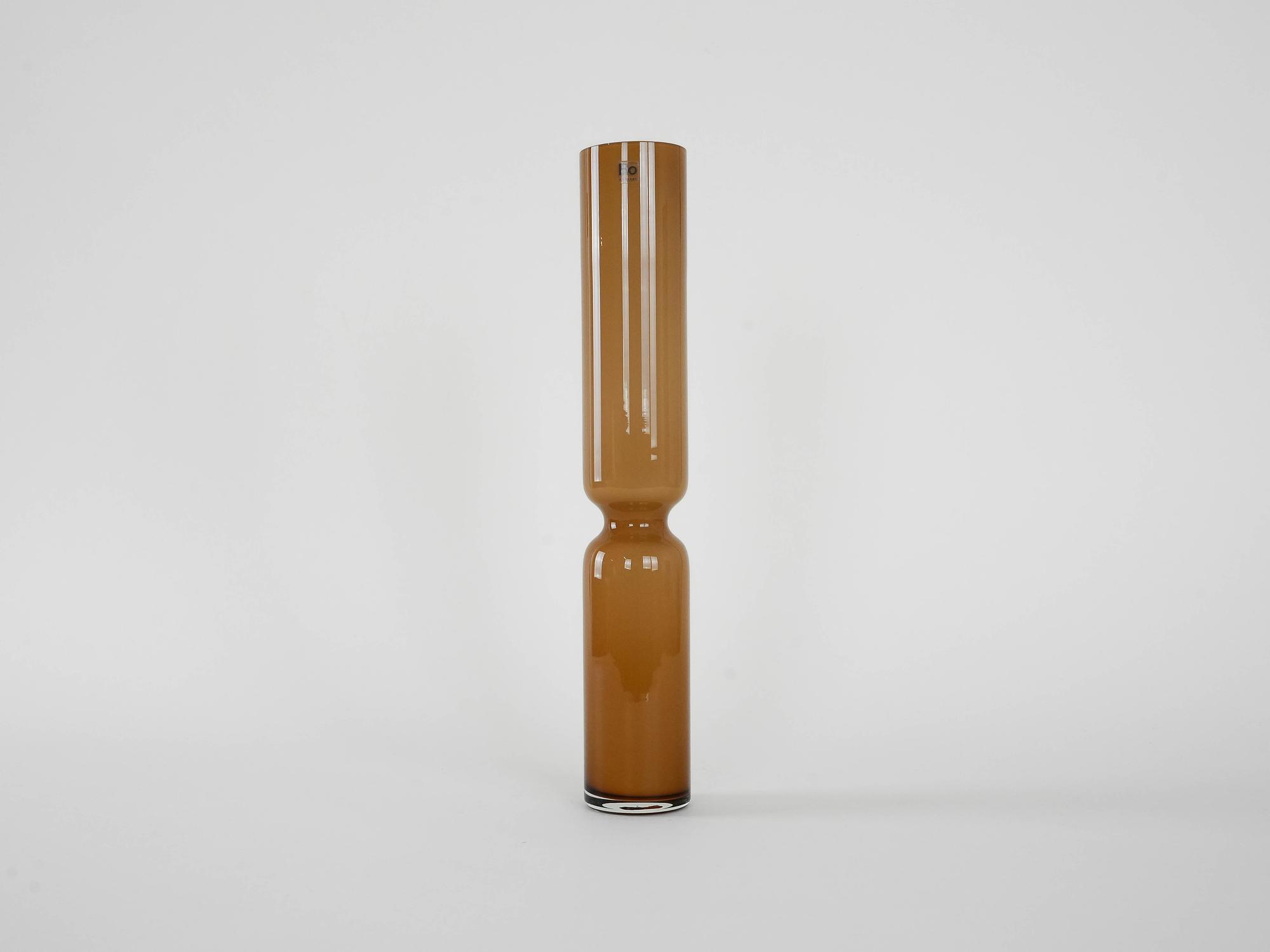 Glass vase brown 1980s 1
