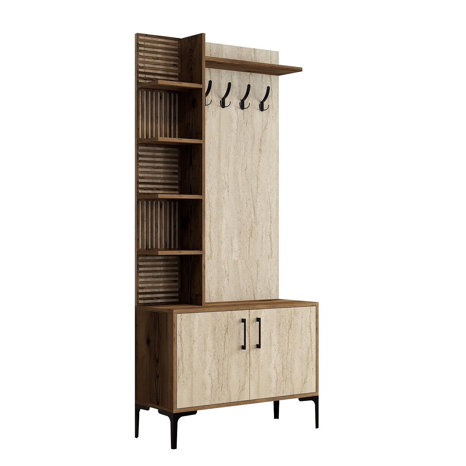 Viyana Garderobe Walnussbraun Steinoptik 90cm x 200cm 5