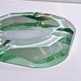 Vintage ashtray crystal glass turquoise 1950s 3
