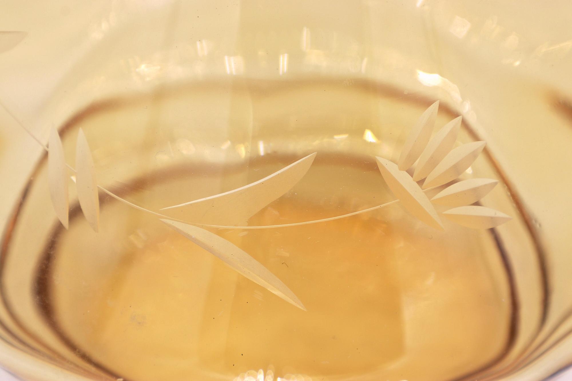 Caraffa Vintage Art Deco in vetro giallo anni '30 5