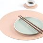 2x Rundes Tischset Duo 100% Recyceltes Leder Pink 4
