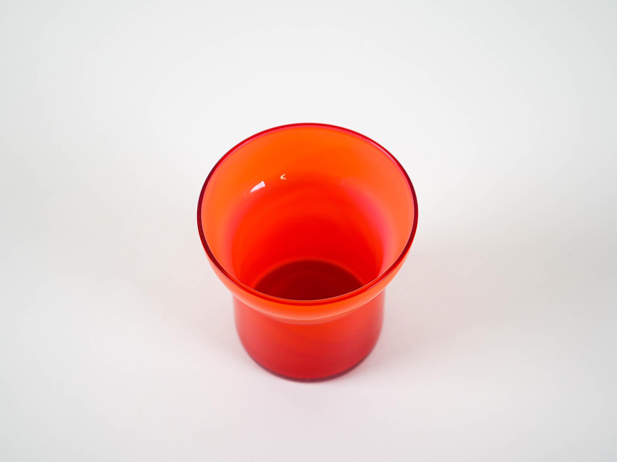 Glass Vase Red 1970s 4