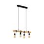 4-Light Pendant Light Steel Solid Wood Black 1
