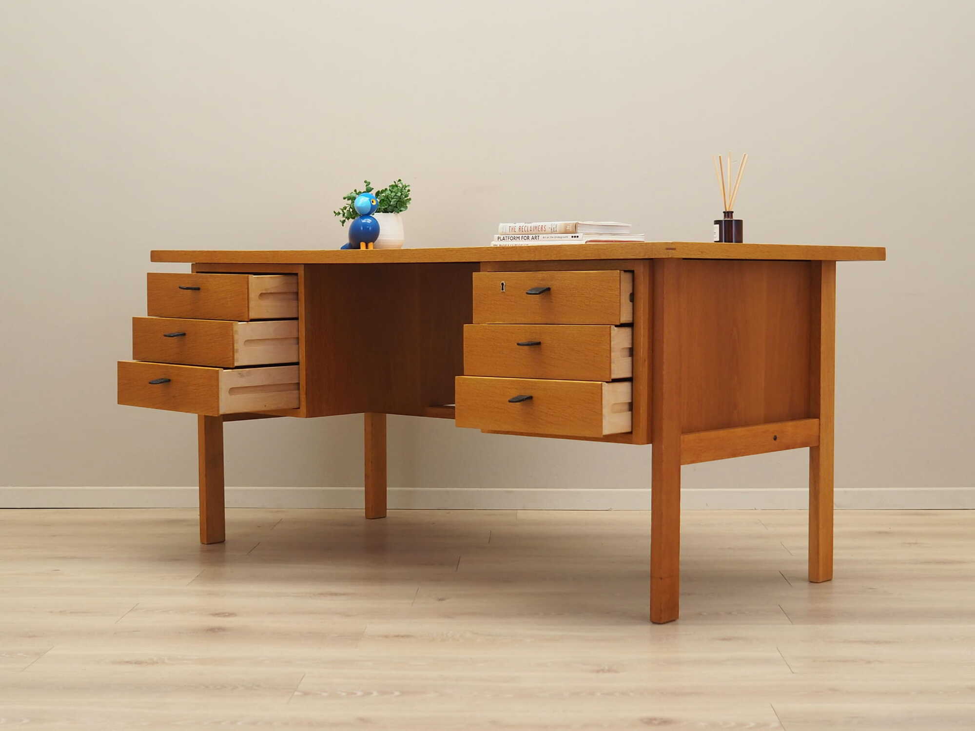 Vintage Desk Ash Wood Brown 1960s 3