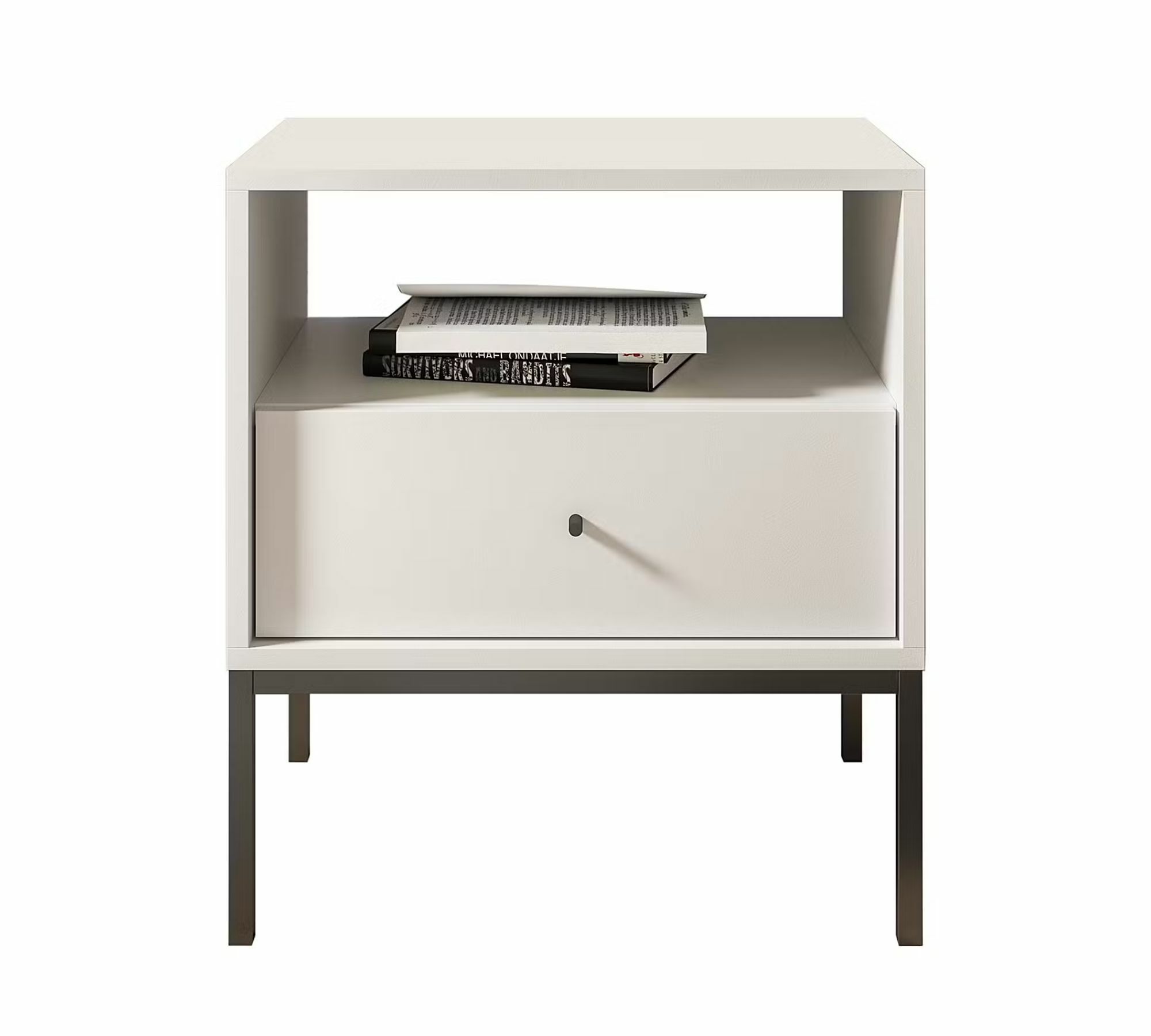 Bandoba Nachtkommode Metall Holz Weiß 3