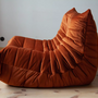 Togo Armchair Velvet Amber Orange 2