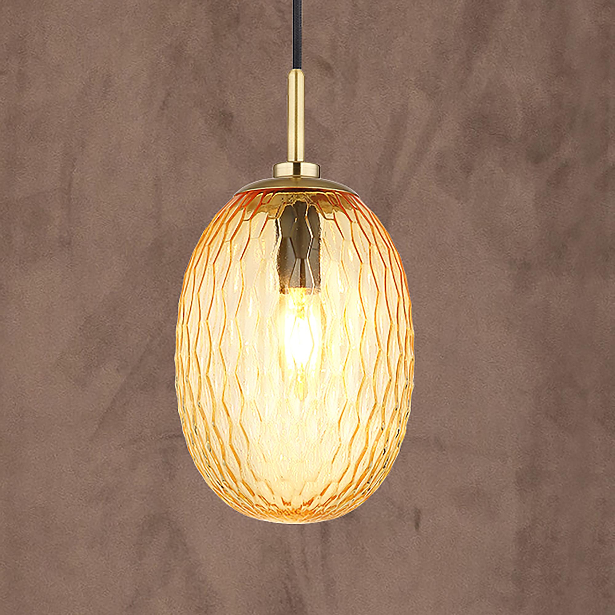 Pendelleuchte Devin Typ C Farbglas Eisen Beige 1