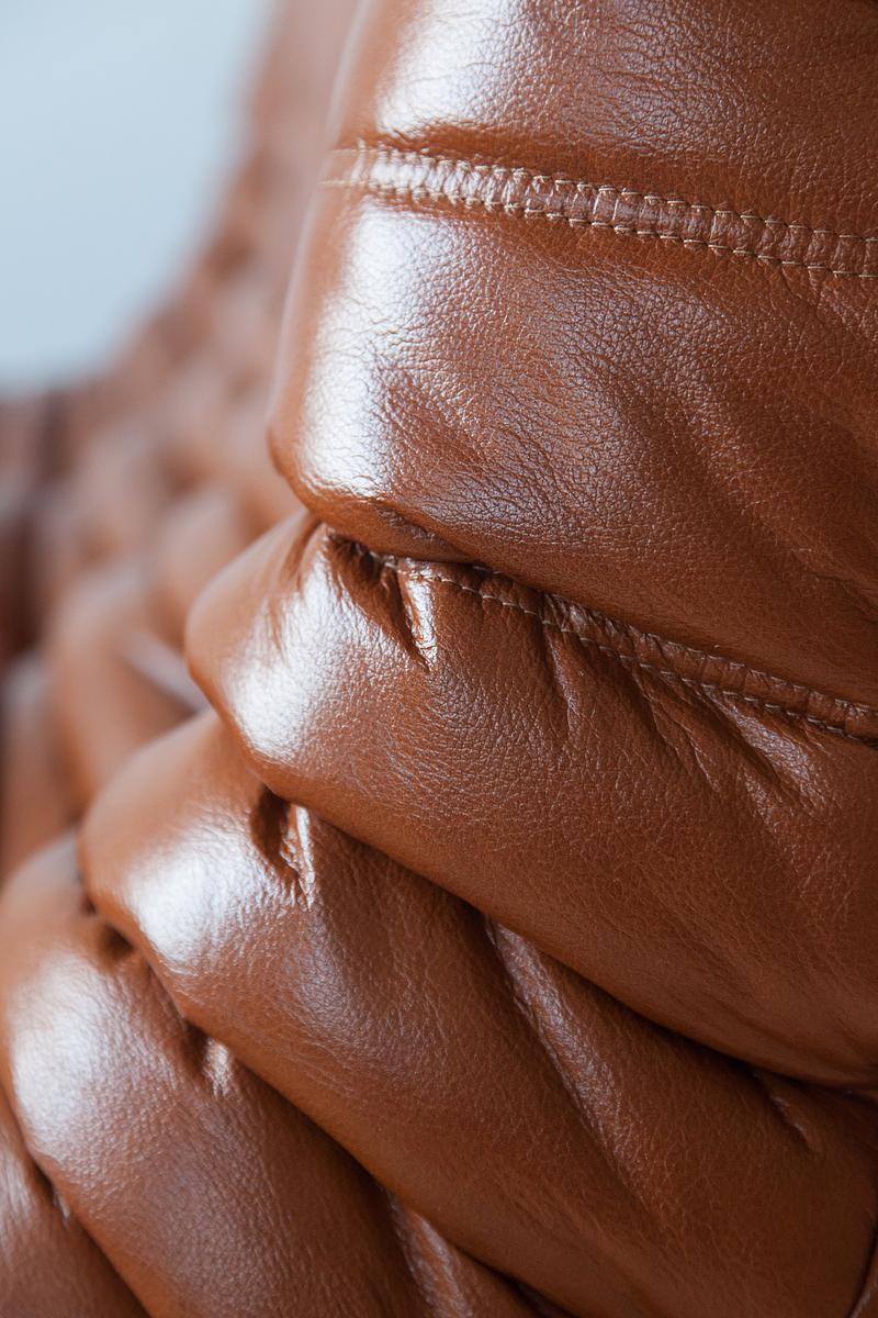 Togo Sofa 3-Sitzer Hochglanzleder Whiskybraun 6