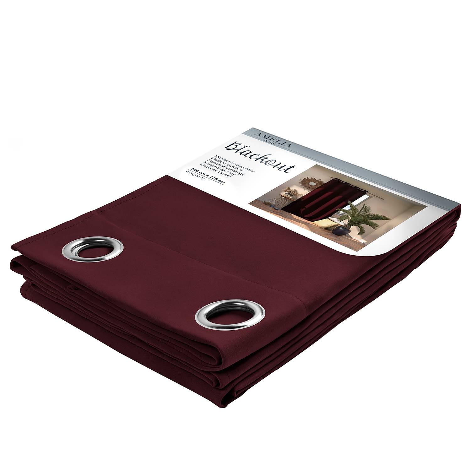 Ösenvorhang Blackout I Polyester Bordeaux 140 x 270 cm 0