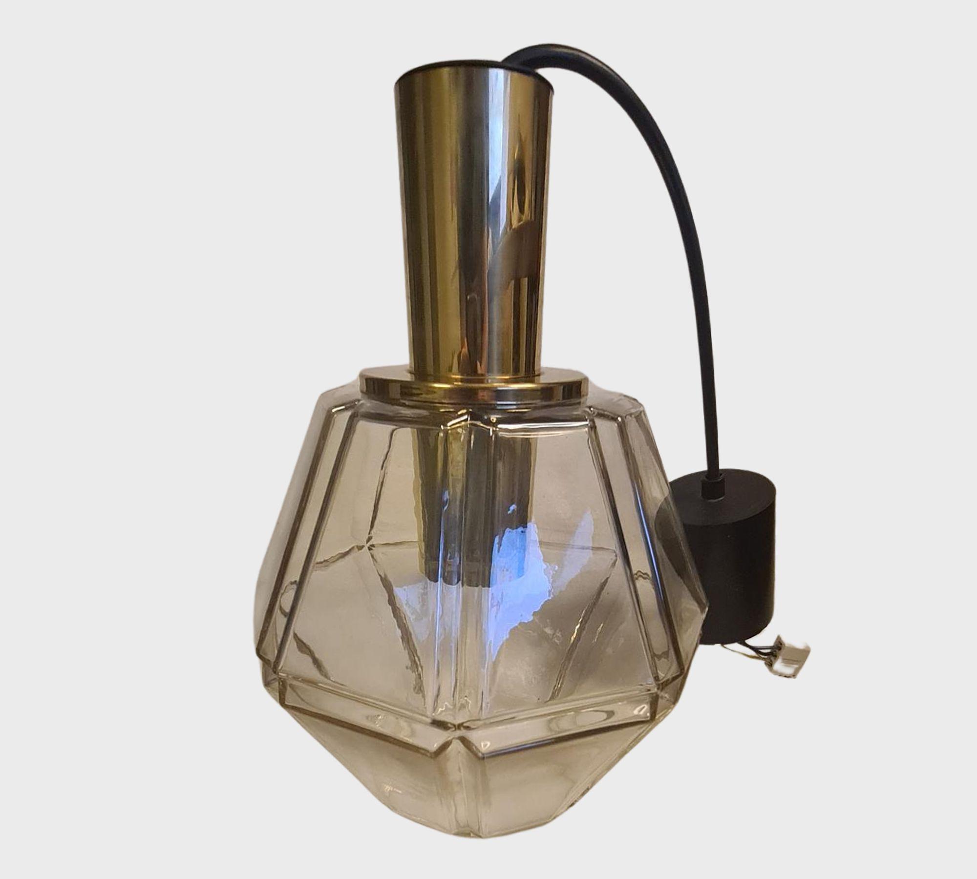 Vintage P167 4287 Pendelleuchte Messing Glas Gold 1