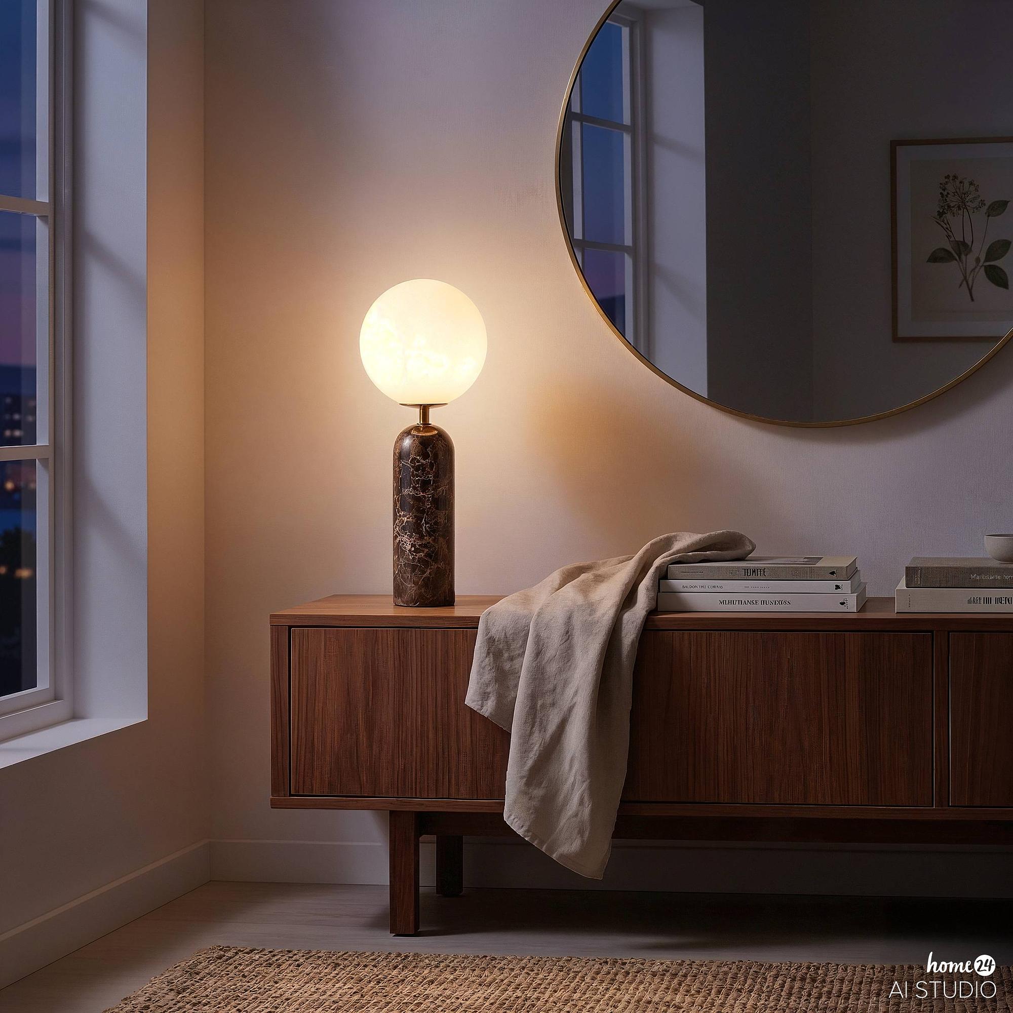 Table Lamp Onara Opal Glass / Marble 1-Light Brown 2