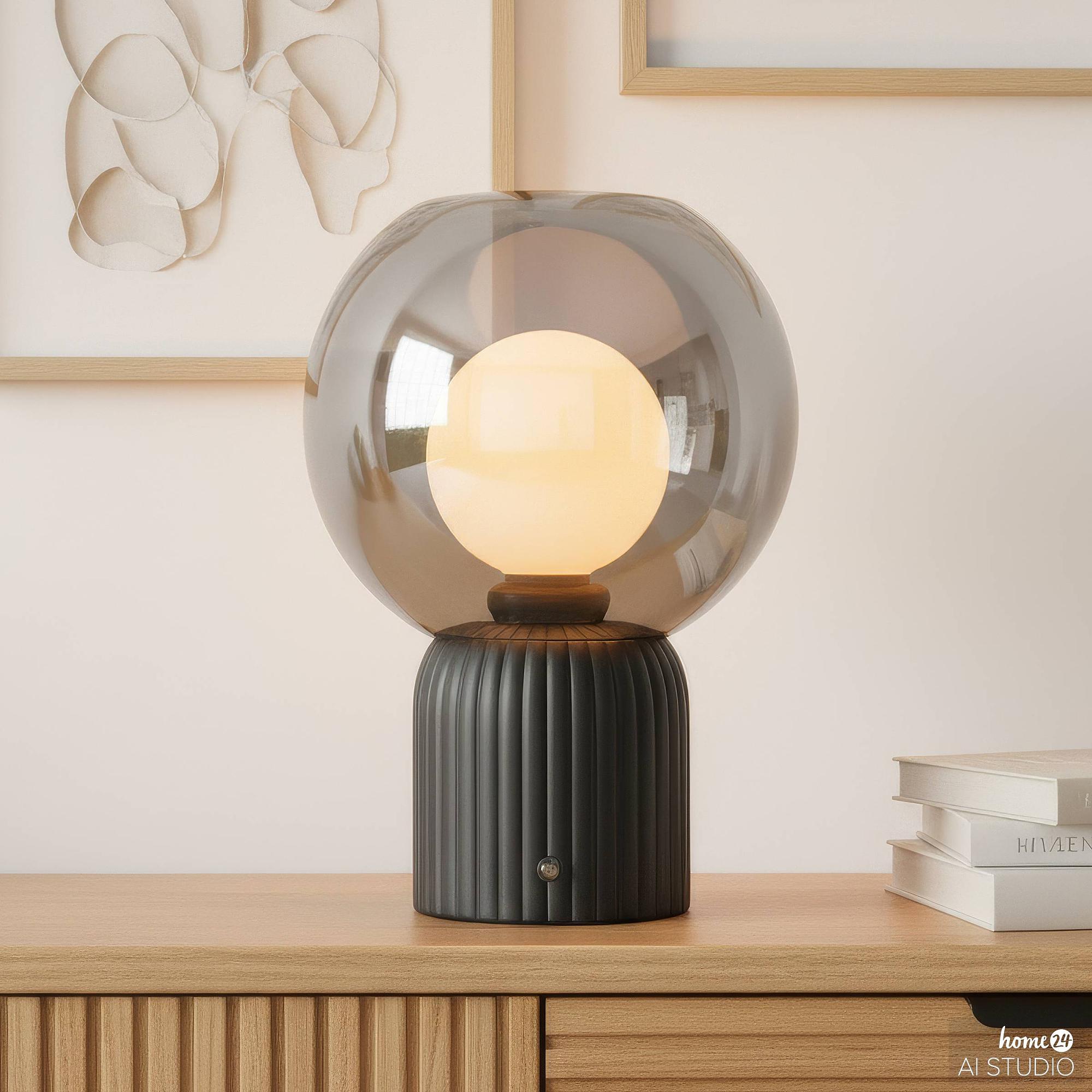 Visor Akku-Tischleuchte Glas Eisen Schwarz 1