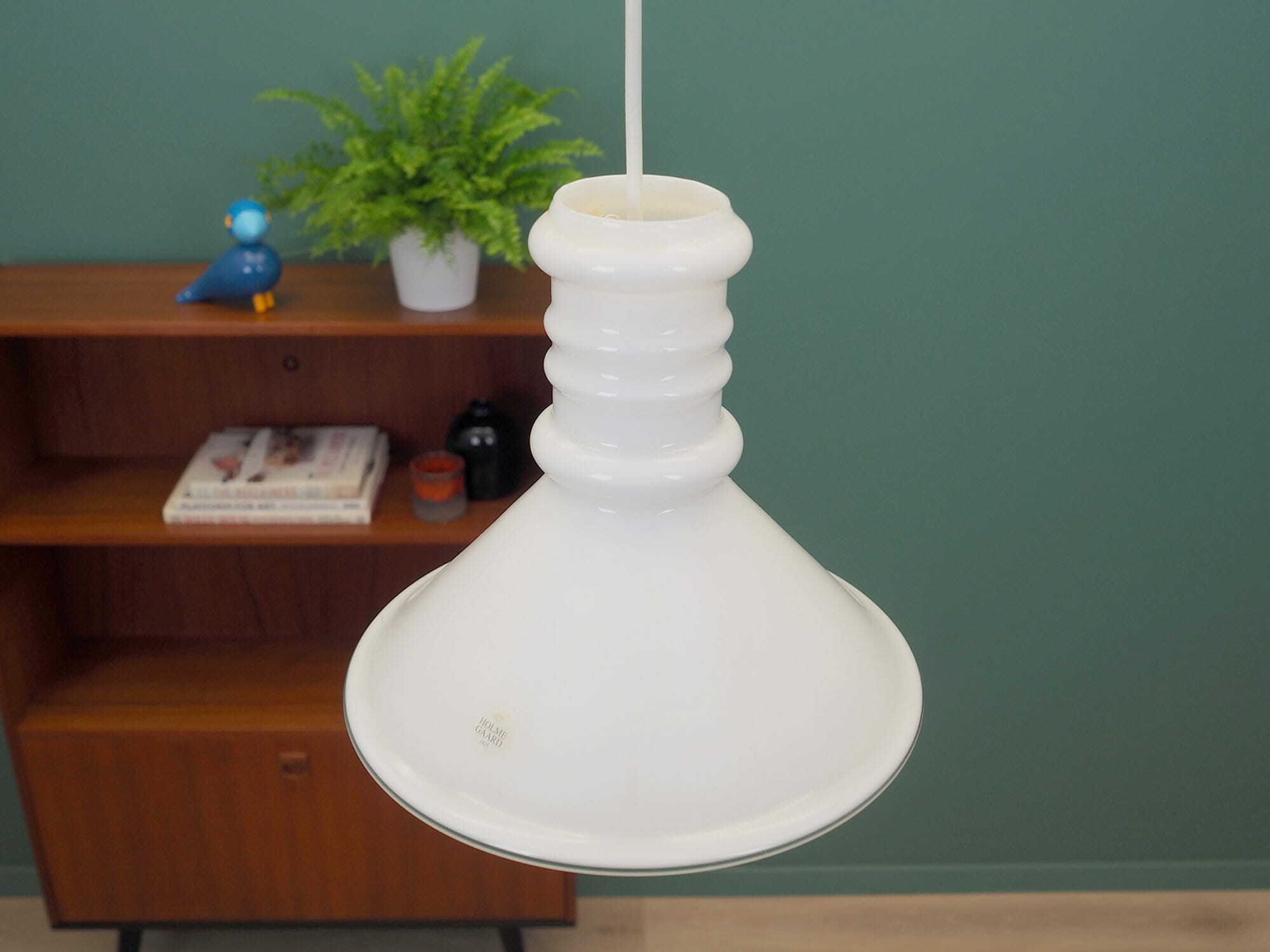 Vintage Pendant Lamp Glass White 1970s 2