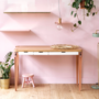 4x Tischbein Stahl Rosa 6