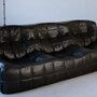 Vintage Michel Ducaroy Kashima Sofa-Set Leder Schwarz 3-tlg 5