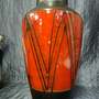 Vintage Vase Keramik Orange Schwarz 2