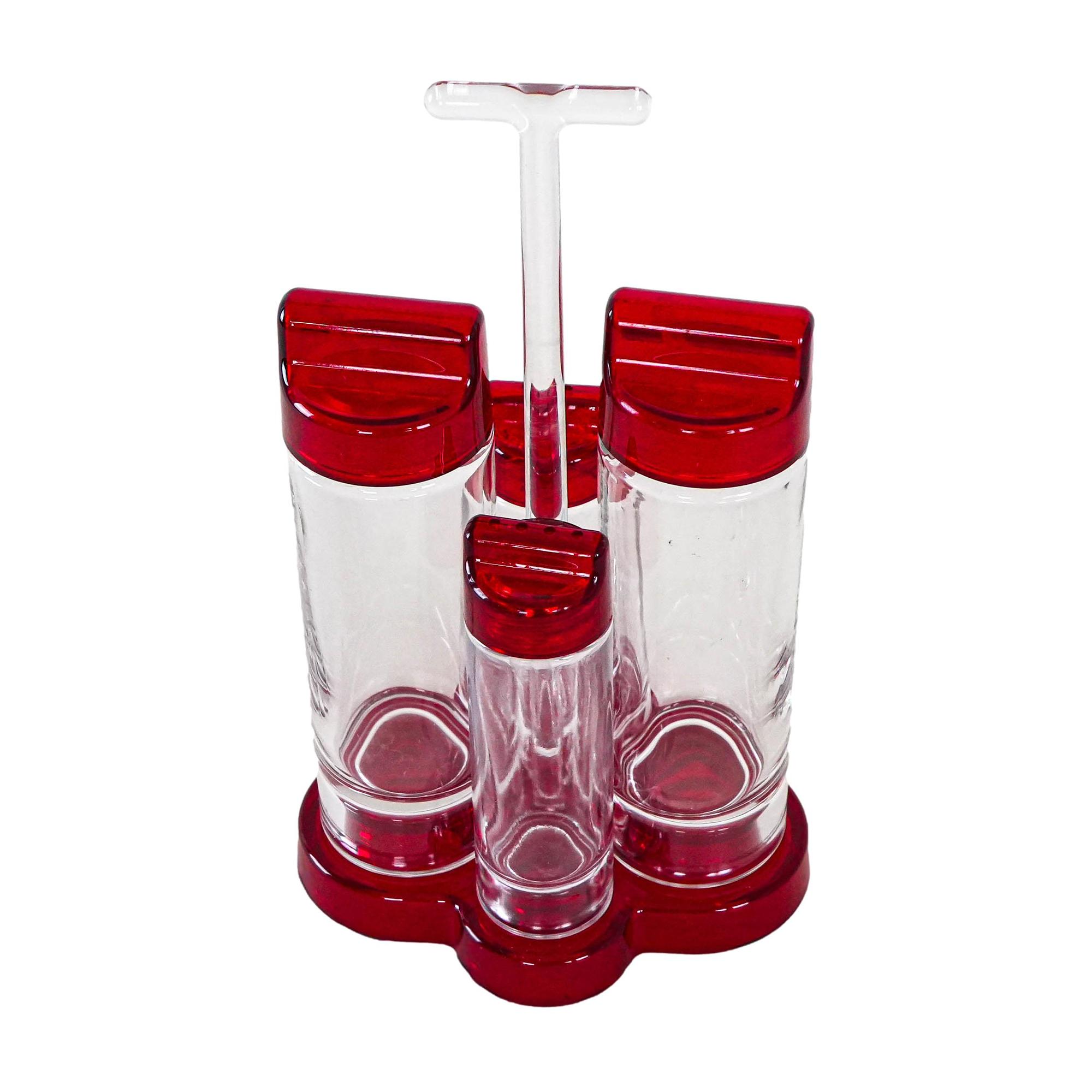 Gewürz-Set Rot Transparent 1980er Jahre 0