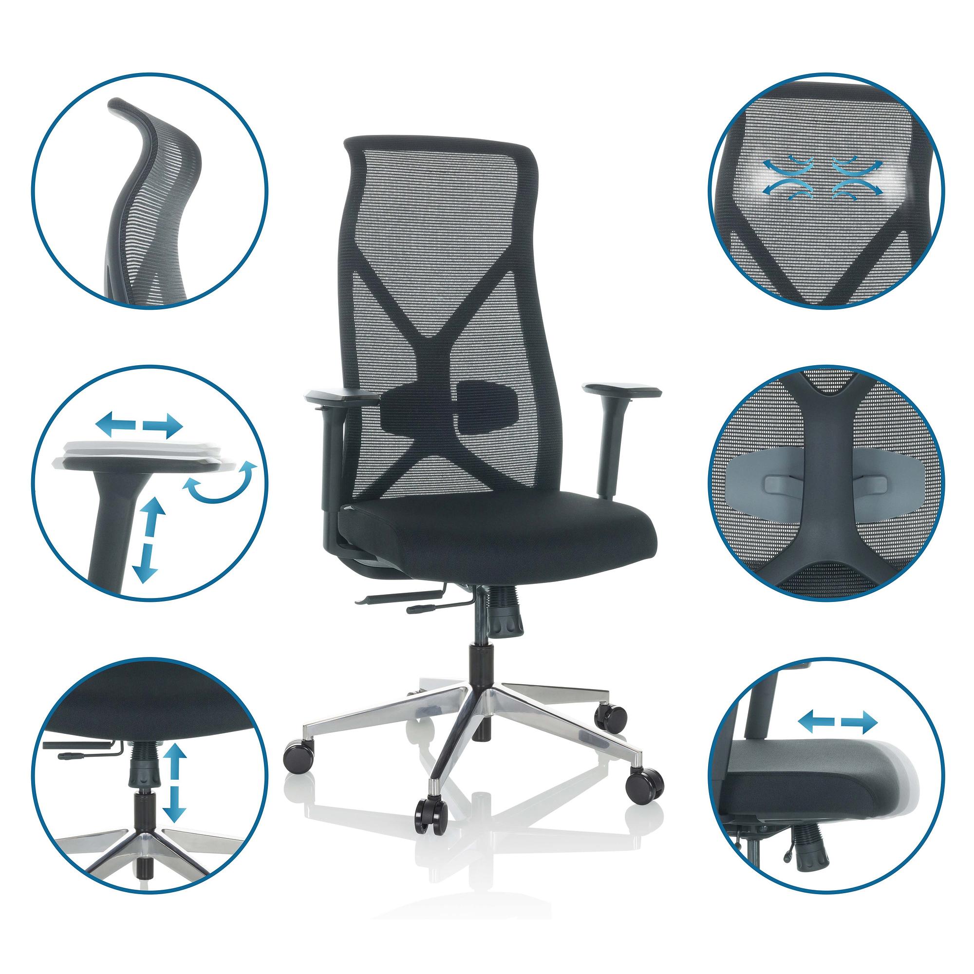 AZURRO B Bürostuhl Netzstoff Schwarz 2