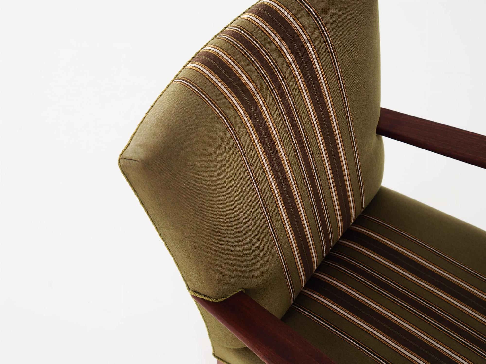 Vintage Chair Teak Wood Textile Green 1960s 10