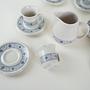 Vintage Tee 13er Set  Porzellan Elfenbein Blau 1970er Jahre 5