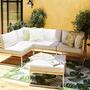 Loungeecke aus gebürstetem Edelstahl mit Teak  4