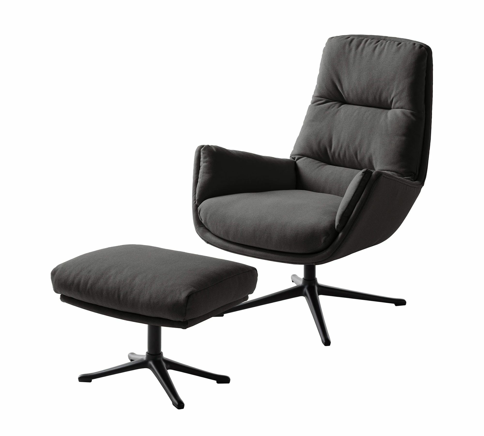 Polsterhocker Webstoff Anthrazit Schwarz 4