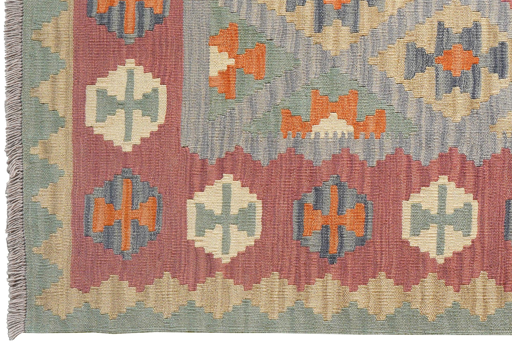 Kelim Gashgai Teppich Wolle Blau 1