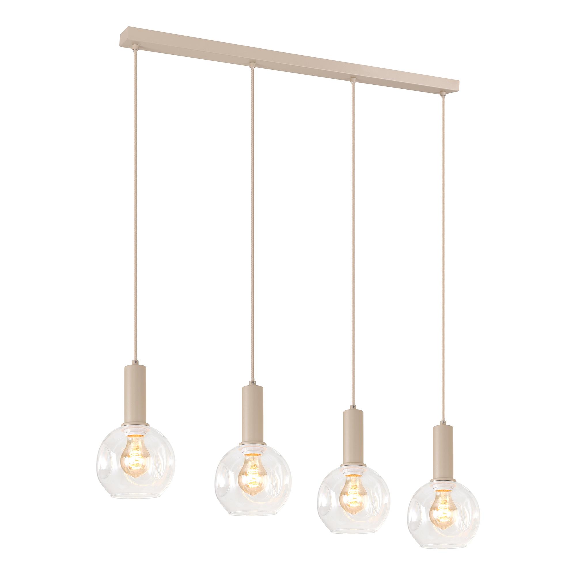 4-Flammig Bilman Pendelleuchte Gusseisen Klarglas Beige 4