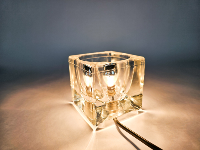 Ice Cube Tischleuchte Glas Transparent 1970er Jahre 2