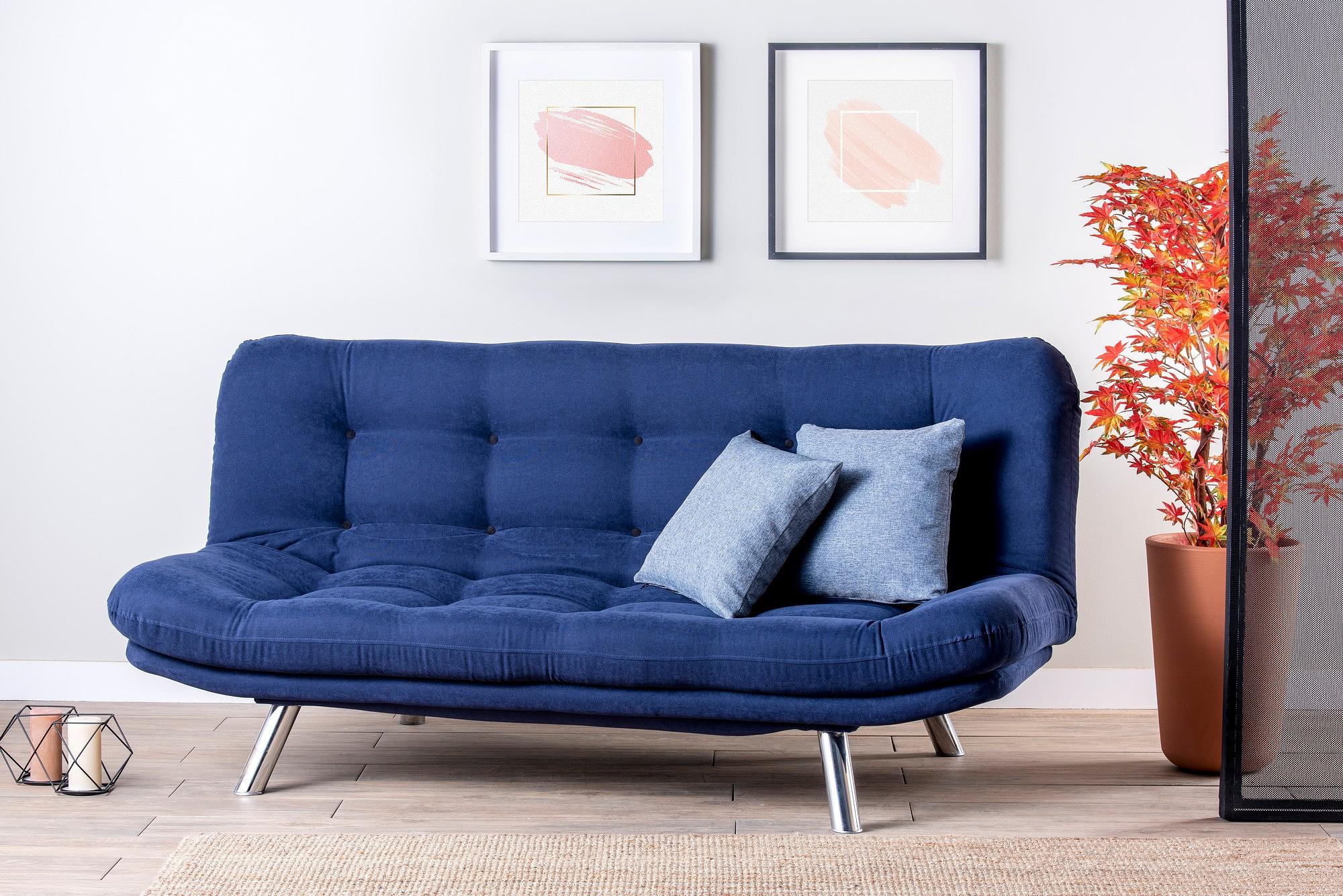 Misa Sofa Bed 3-Seater Navy Blue 1