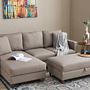 Eva Sofa Récamiere Links mit Hocker Creme 1