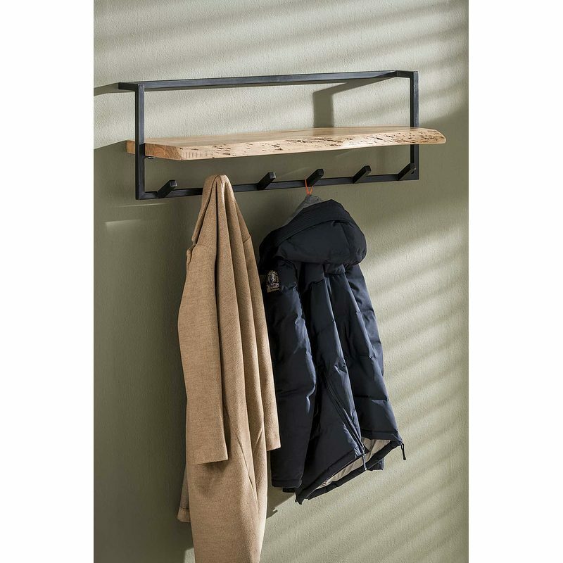 Garderobenleiste mit 6 Haken Holz Metall Schwarz 4