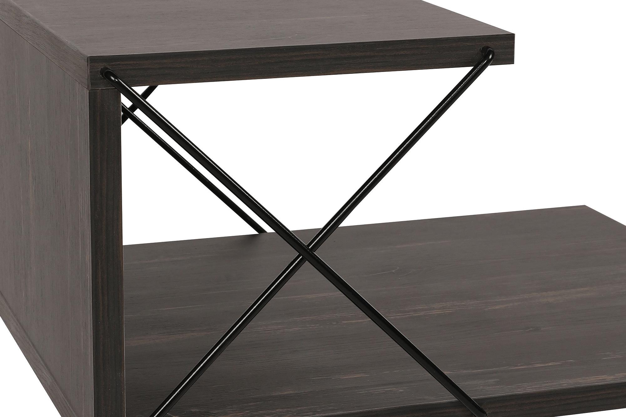 Cross Nightstand Wood Veneer Dark Brown 7